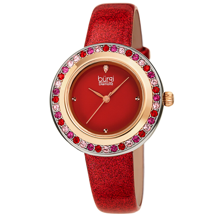 Burgi Quartz Diamond Red Dial Ladies Watch BUR265RD