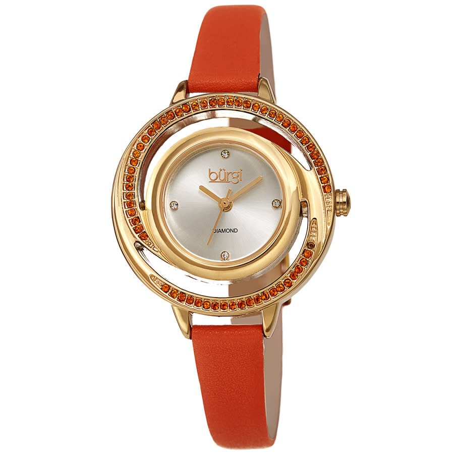 Burgi Quartz Diamond Silver Dial Ladies Watch BUR261OR
