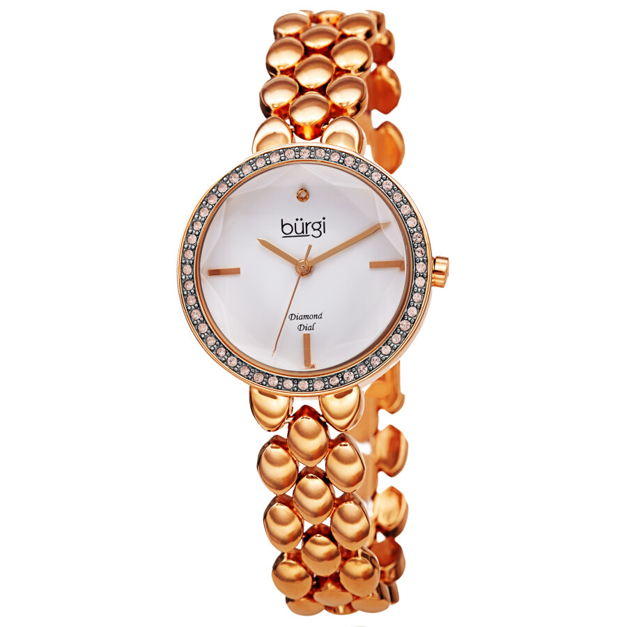 Burgi Quartz Diamond White Dial Rose Gold-tone Ladies Watch BUR242RG