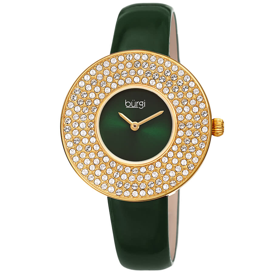 Burgi Quartz Green Dial Green Leather Ladies Watch BUR272GN