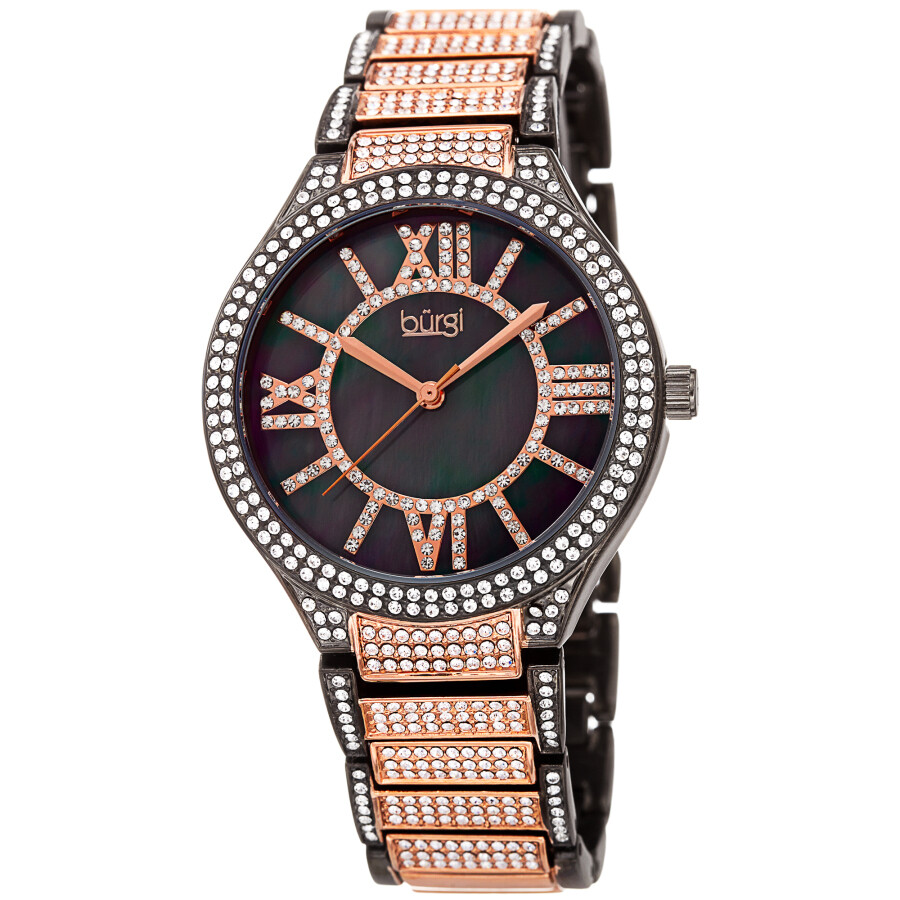 Burgi Quartz Grey Dial Two-tone Ladies Watch BUR185RG