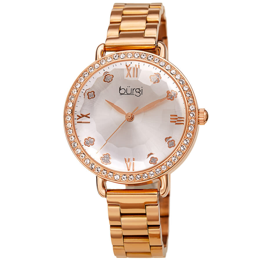 Burgi Quartz Silver Dial Rose Gold-tone Ladies Watch BUR269RG