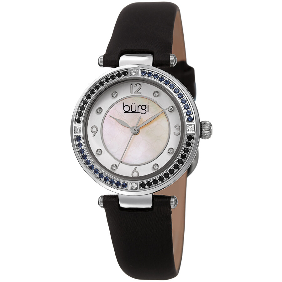 Burgi Quartz White Dial Black Leather Ladies Watch BUR251BK