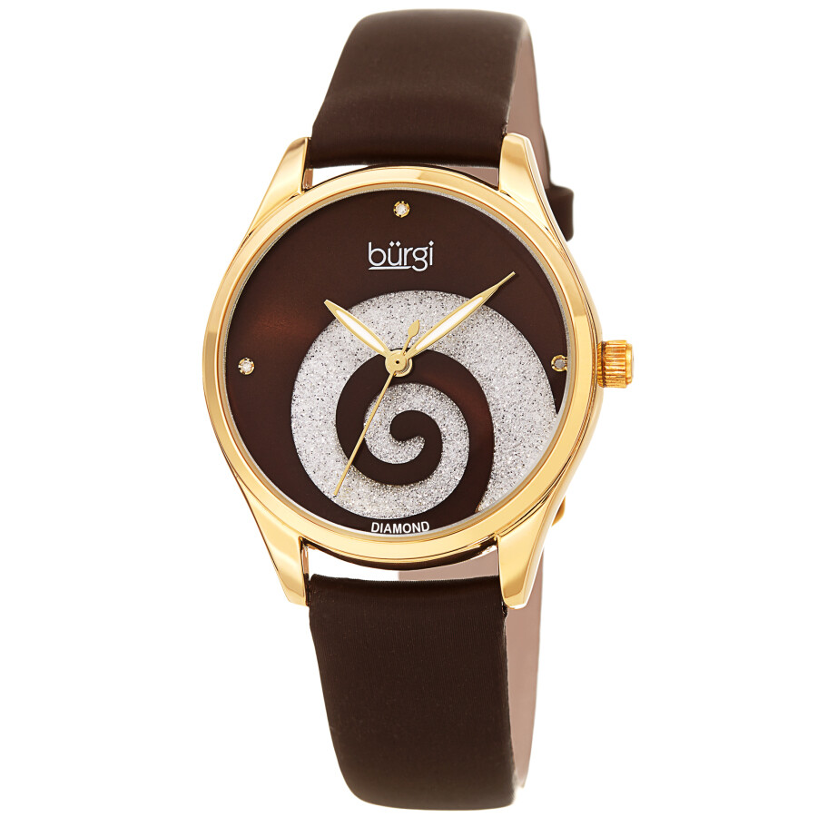 Burgi Swirl Quartz Diamond Brown Dial Ladies Watch BUR201BR