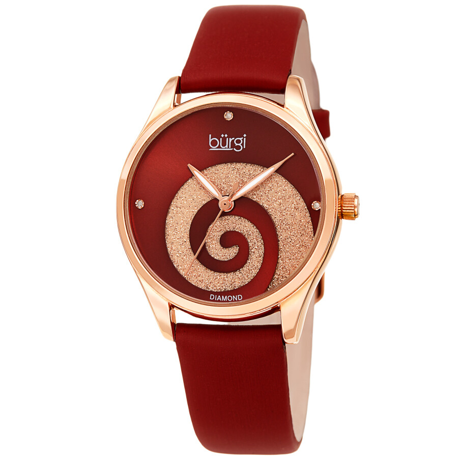 Burgi Swirl Quartz Diamond Red Dial Ladies Watch BUR201RGR
