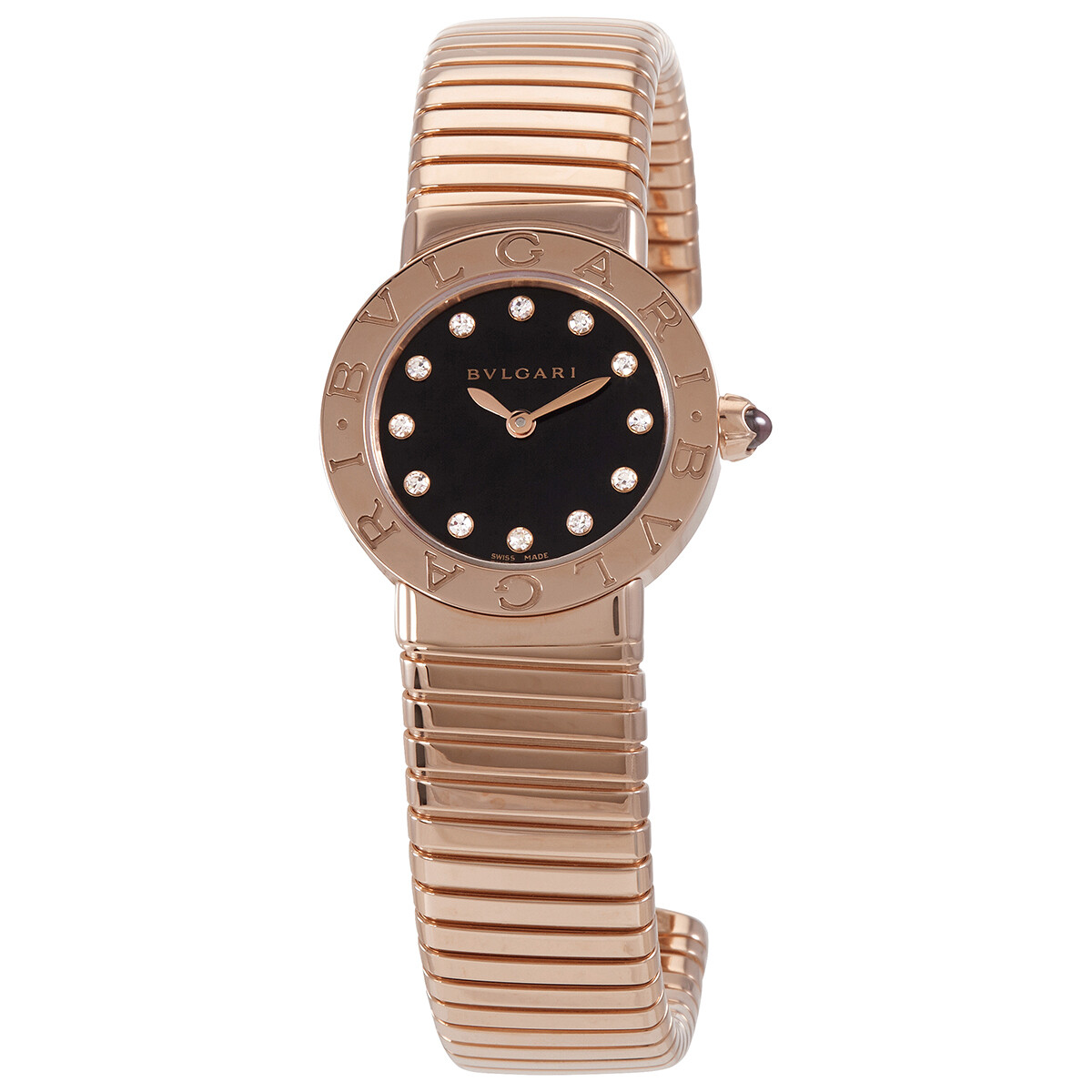Bvlgari Bvlgari Black Lacquered Dial 18K Rose Gold Diamond Small Ladies Watch 102225