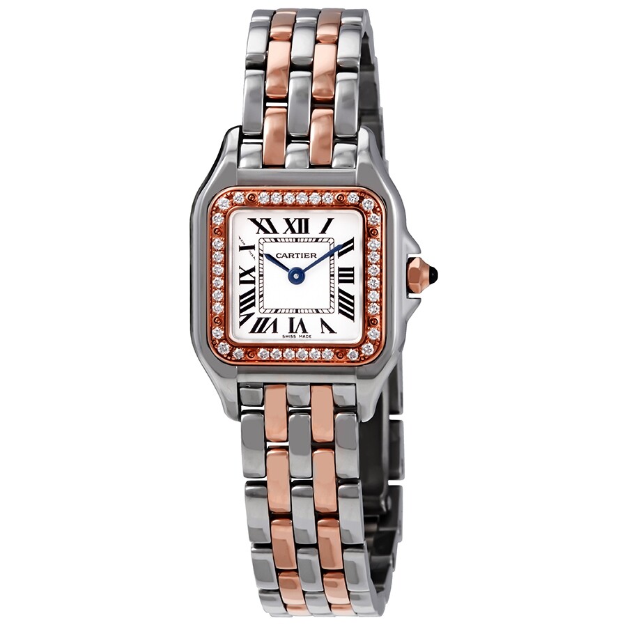Cartier Panthere Small Model Silver Dial Steel and 18kt Rose Gold Ladies Watch W3PN0006