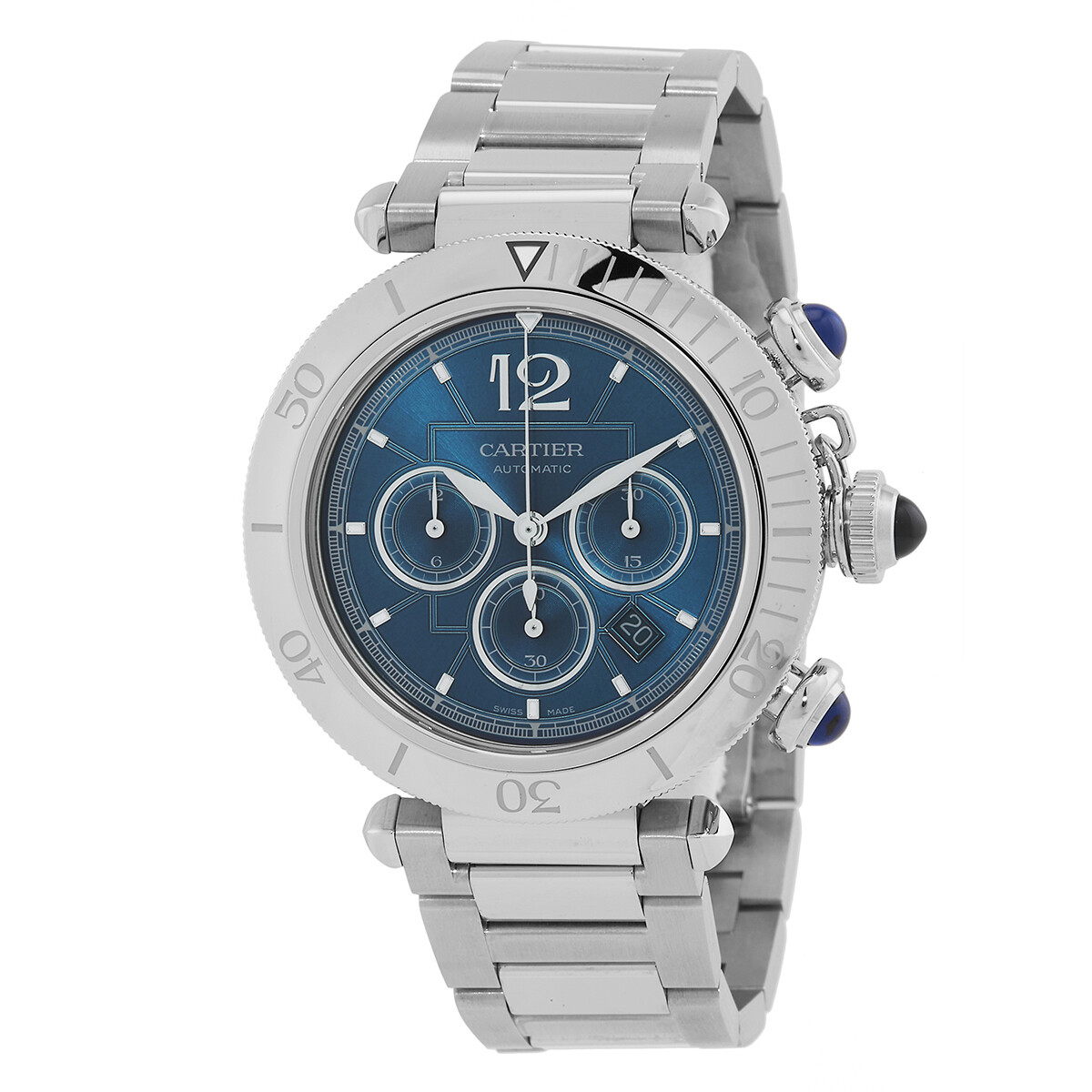 Cartier Pasha 41mm Chronograph Automatic Blue Dial Men's Watch WSPA0039