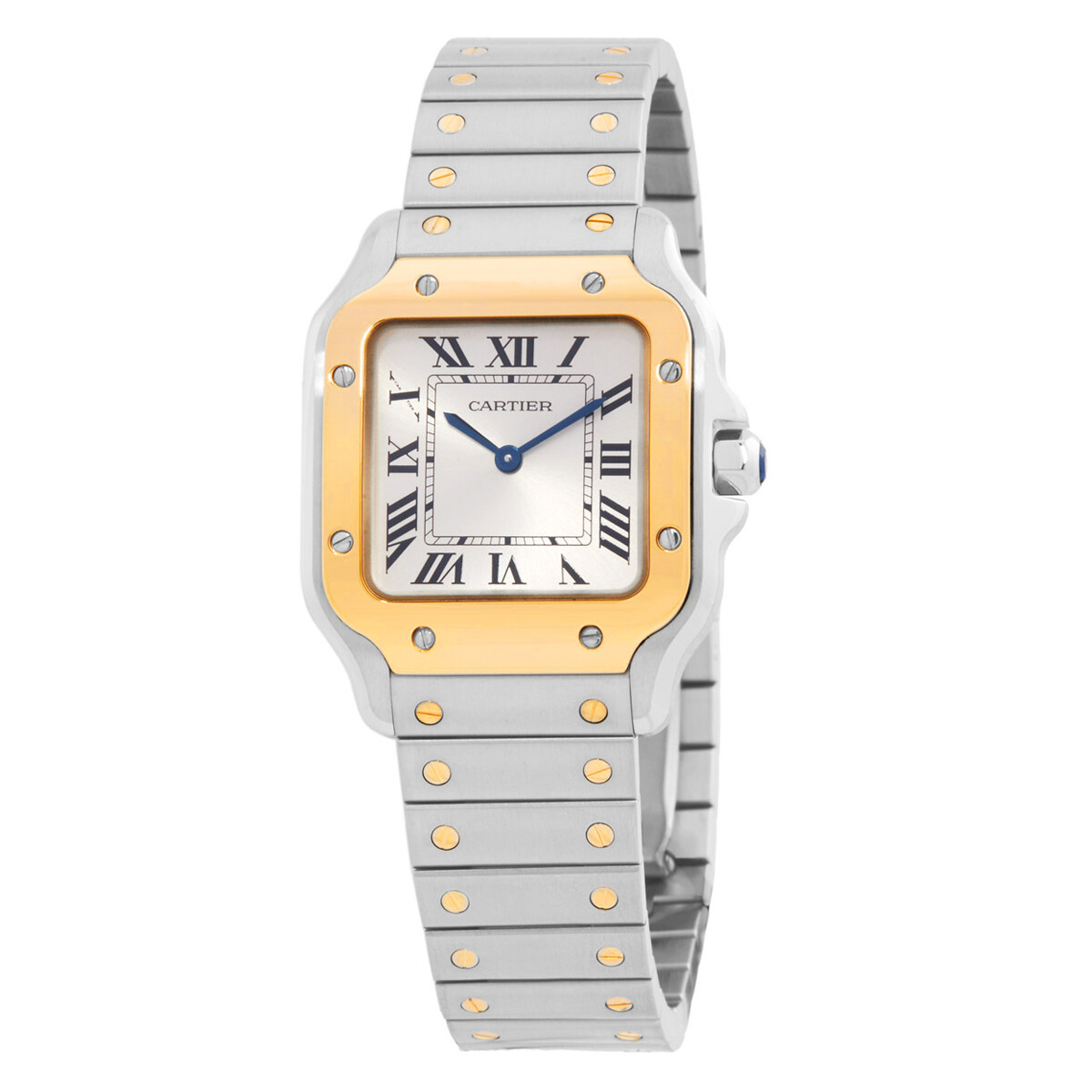 Cartier Santos Small Model Silver Sunray Dial Unisex Watch W2SA0033
