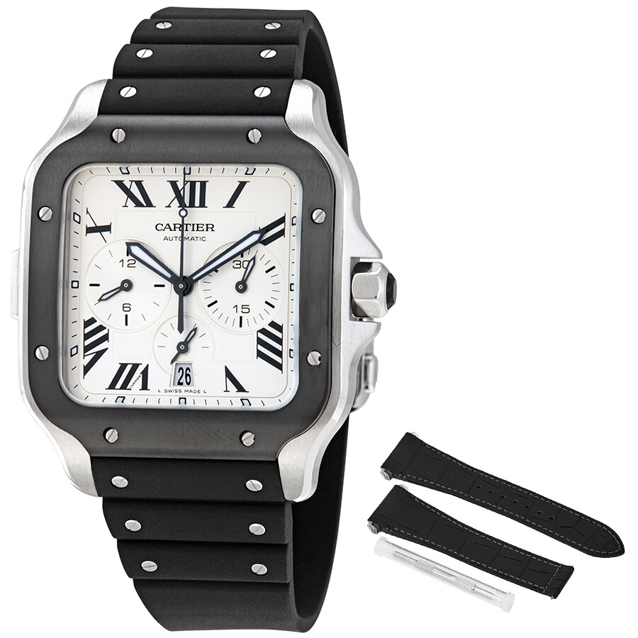 Cartier Santos XL Chronograph Silver Dial Men's Watch WSSA0017