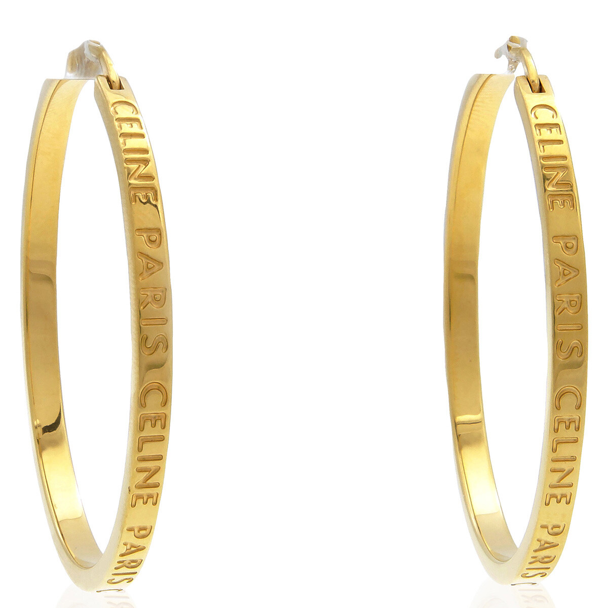 Celine Triomphe Lock Earrings in Brass with Gold Finish