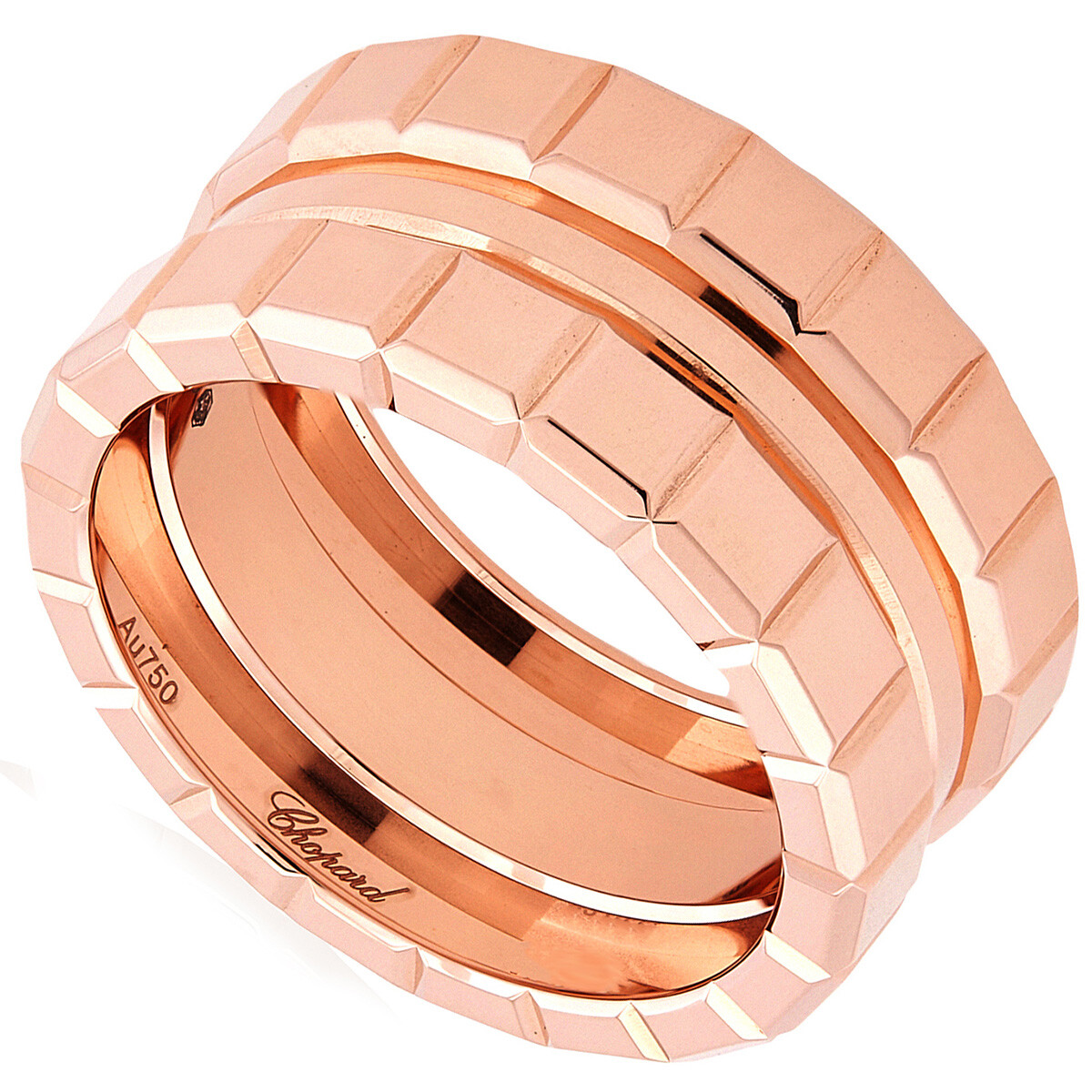 Chopard 18k Rose Gold Happy Hearts Diamond Ring, Size 56