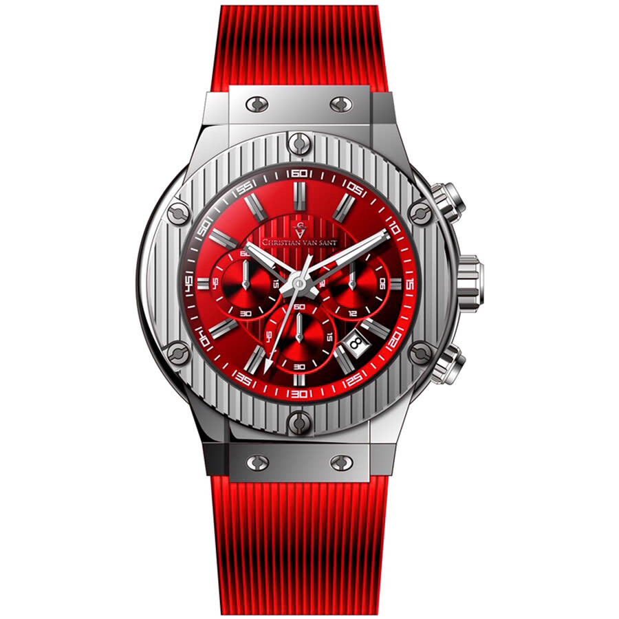 Christian Van Sant Monarchy Chronograph Quartz Red Dial Men's Watch CV8144