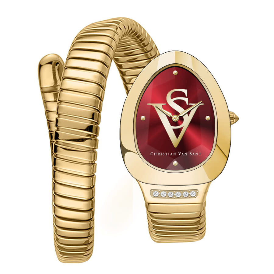 Christian Van Sant Naga Quartz Red Dial Ladies Watch CV0873