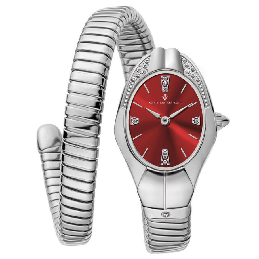 Christian Van Sant Naga Quartz Red Dial Ladies Watch CV0883