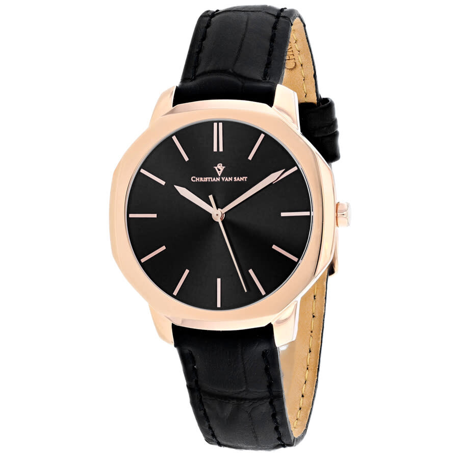 Christian Van Sant Octave Slim Quartz Black Dial Ladies Watch CV0504