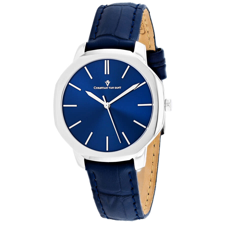 Christian Van Sant Octave Slim Quartz Blue Dial Ladies Watch CV0502