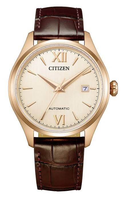 Citizen Automatic Gold Dial Leather Band Men's Watch NJ0243-06A