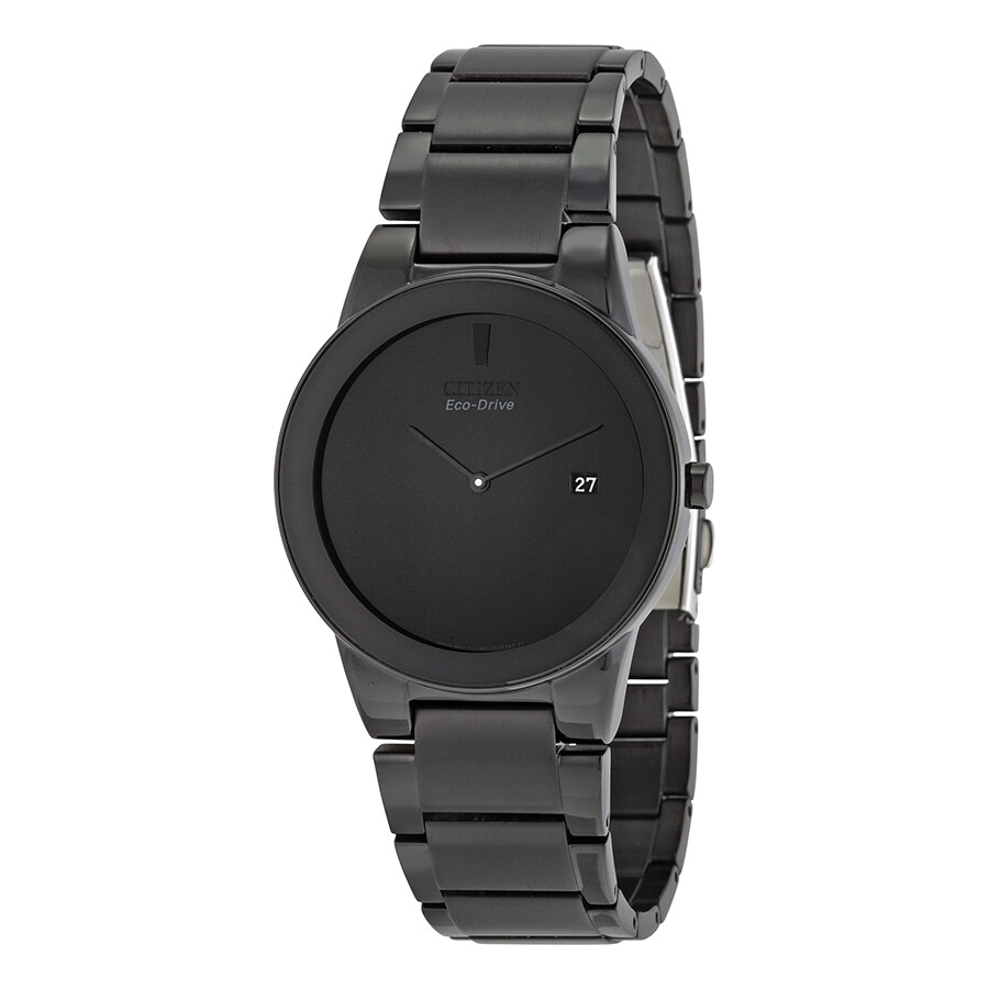 Citizen Axiom Eco Drive Black Dial Black Ion-plated Men's Watch AU1065-58E
