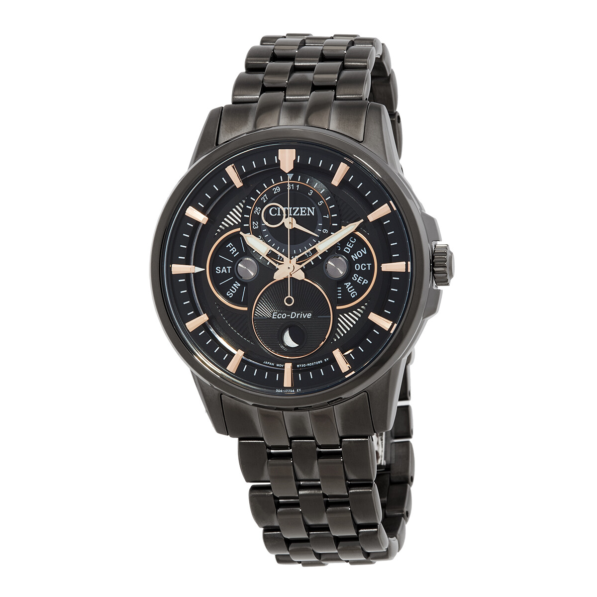 Citizen Calendrier Multifunction Black Dial Black-plated Men's Watch BU0057-54E
