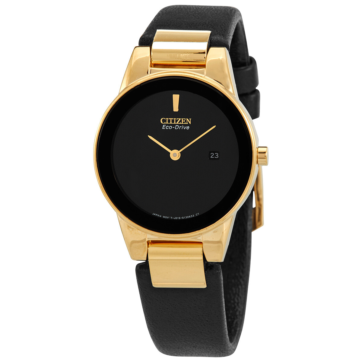 Citizen Eco-Drive Black Dial Black Leather Ladies Watch GA1052-04E