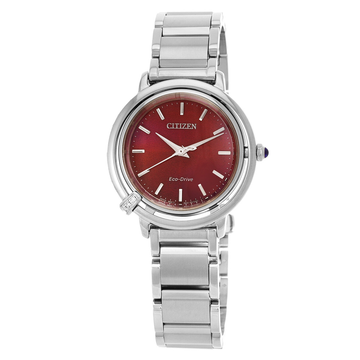 Citizen L Eco-Drive Red Mother of Pearl Dial Ladies Watch EM1090-78X