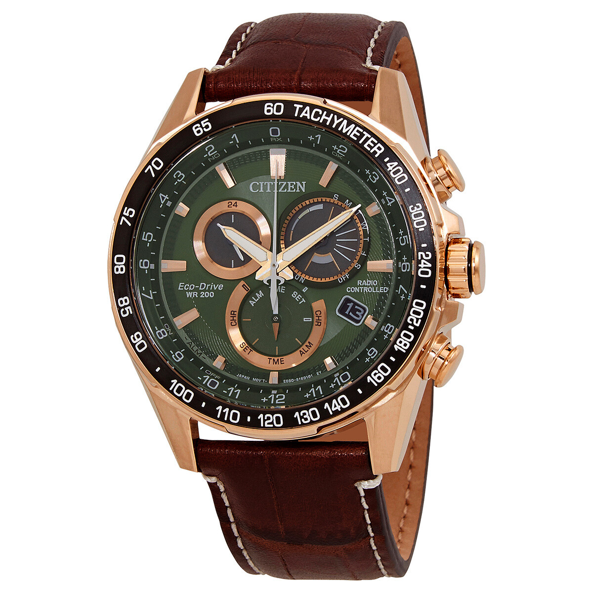 Citizen PCAT World Time Chronograph Green Dial Men's Watch CB5919-00X