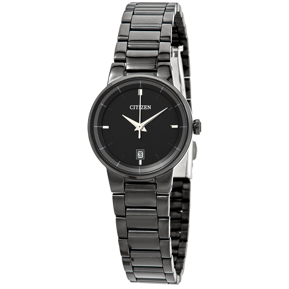 Citizen Quartz Black Dial Black Ion-plated Ladies Watch EU6017-54E