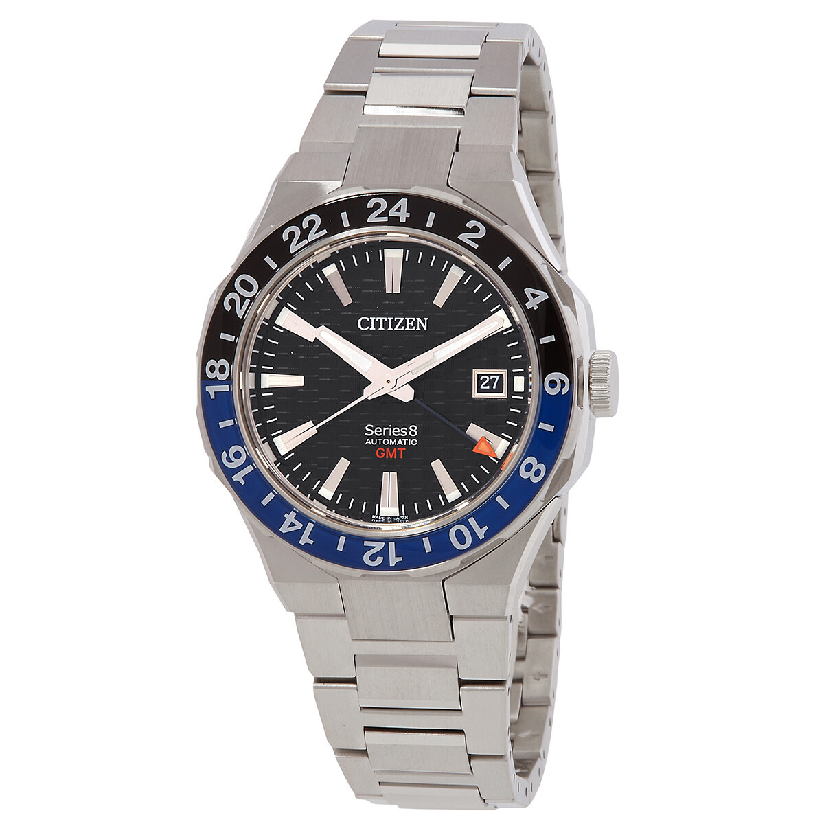 Citizen Series 8 GMT Automatic Black Dial Batman Bezel Men's Watch NB6031-56E