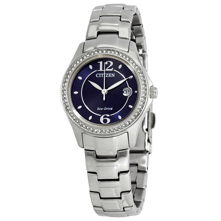 Citizen Silhouette Crystal Eco-Drive Blue Dial Stainless Steel Ladies Watch FE1140-86L