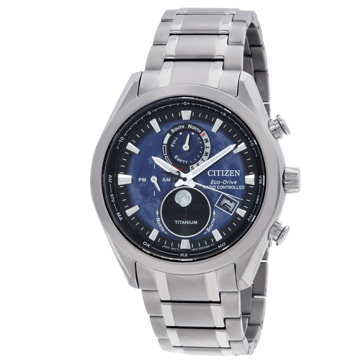 CITIZEN　eco drive titanium メンズ　腕時計 Citizen Tsuki-yomi A-T Eco-Drive Perpetual World Time Blue