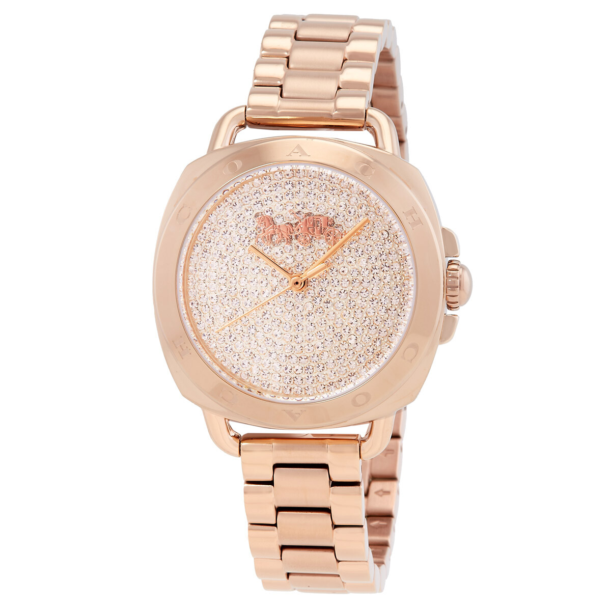 Coach Boyfriend Quartz Crystal Gold Dial Ladies Watch Gift