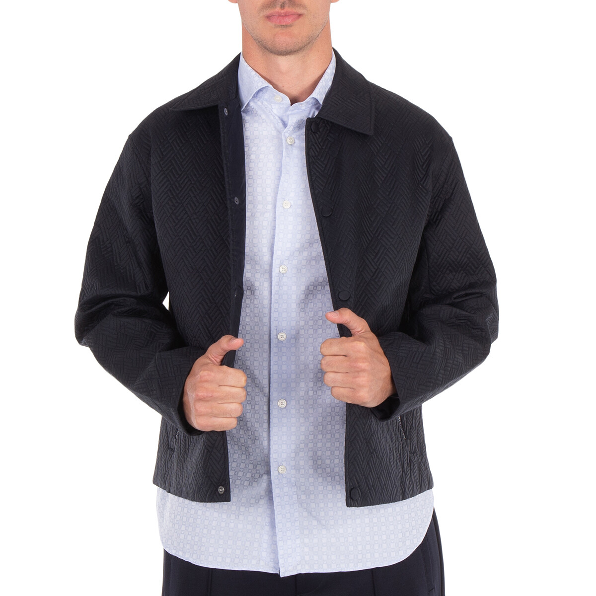 Emporio Armani Black Logo Print Lightweight Blouson Jacket, Brand