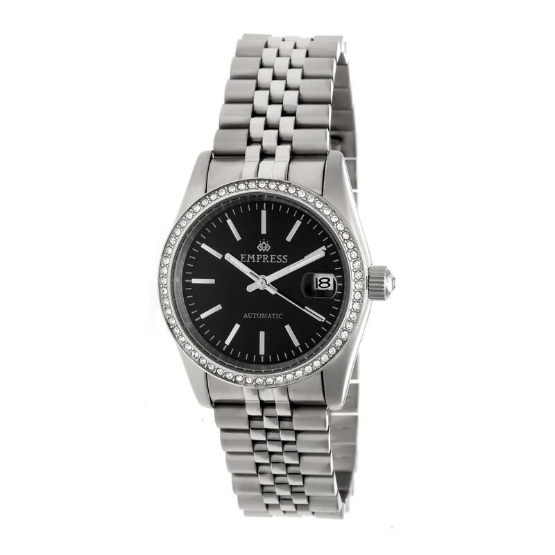 Empress Constance Black Brushed-Finish Sunray Dial Automatic Ladies Watch EM1502