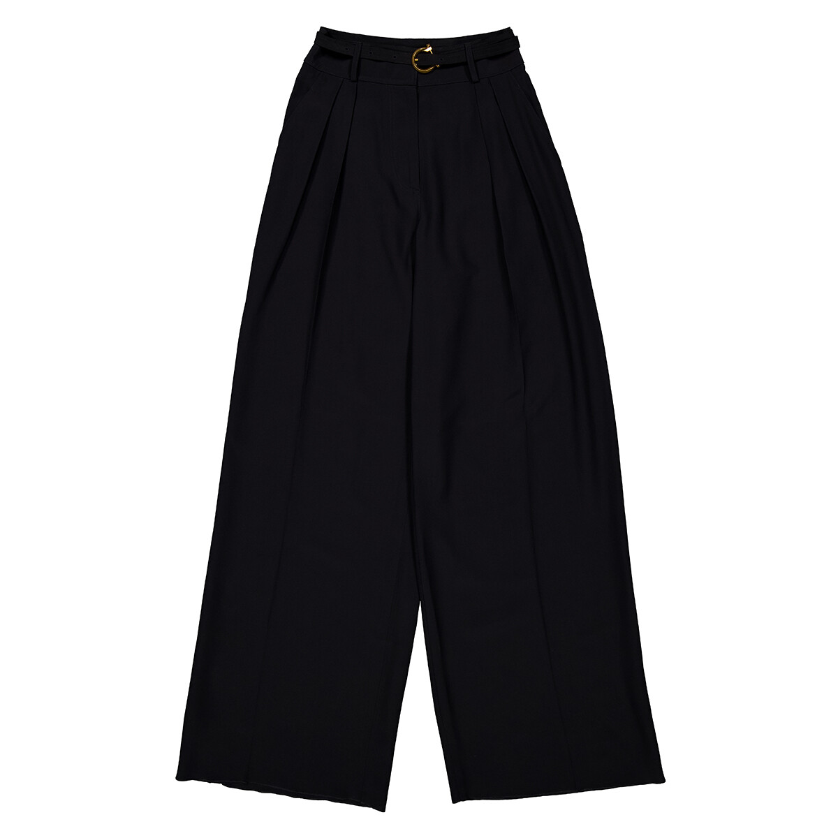 Ferragamo Belted Wide-Leg Silk Trousers