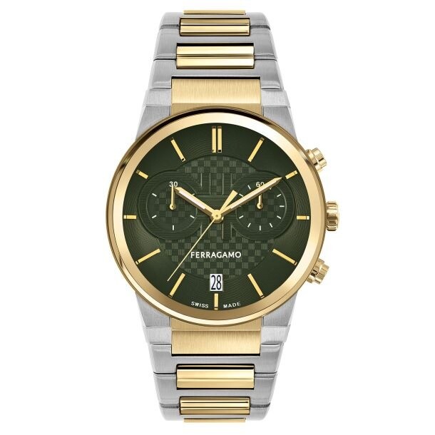 Ferragamo Chronograph Quartz Green Dial Men's Watch SFME01223