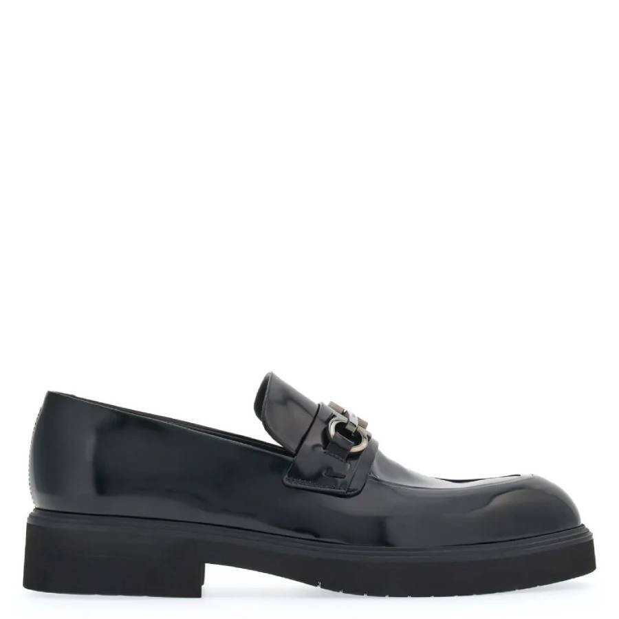 Ferragamo Salvatore Ferragamo Men's Scuby Black Croco Leather Low