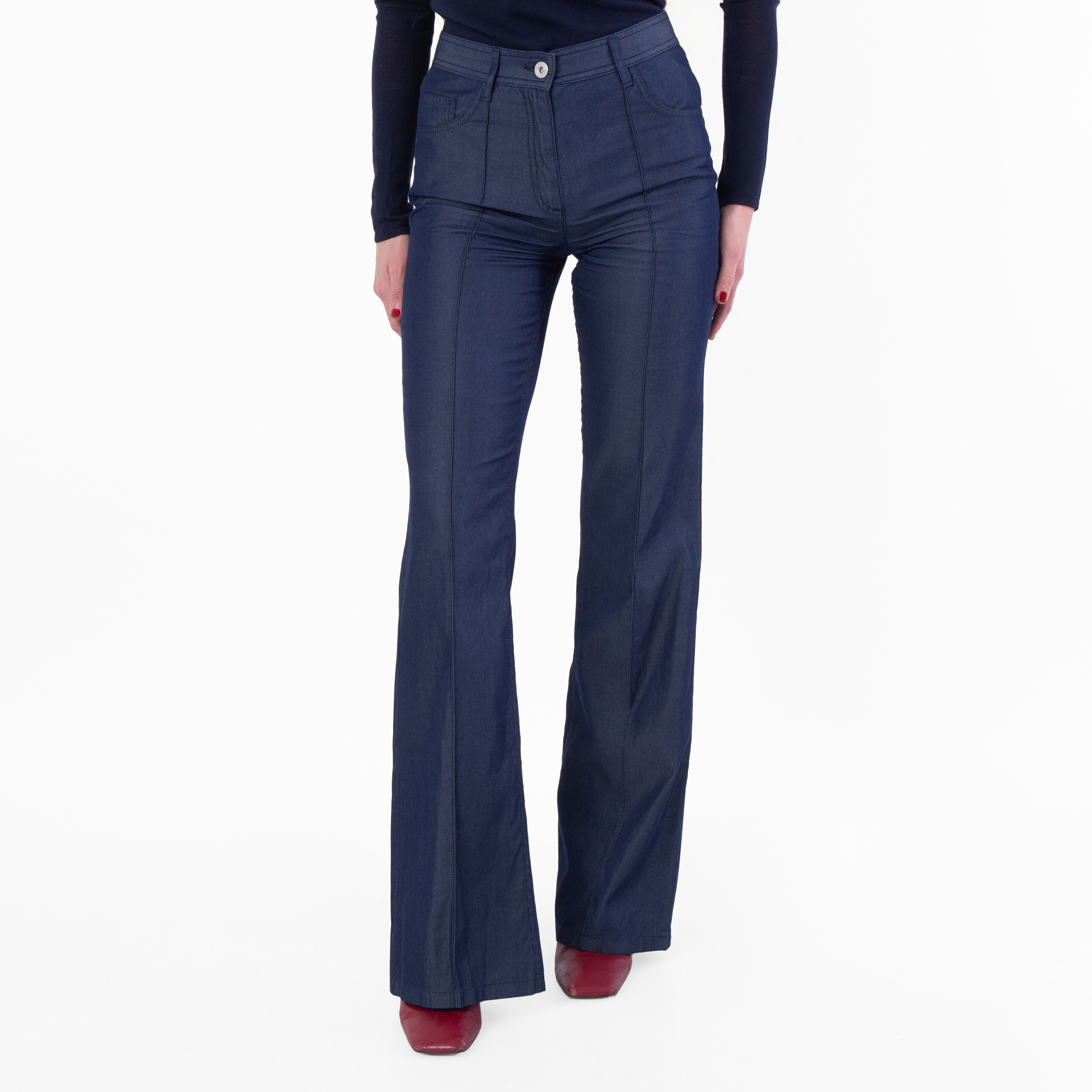 Ferragamo Front Pleated Flared Trousers