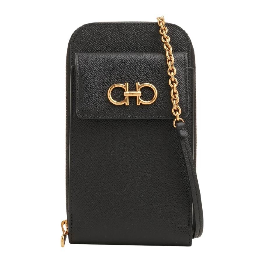 トップス salvatoreFerragamo Ferragamo Salvatore Ferragamo Black Leather Trapezio Crossbody Bag