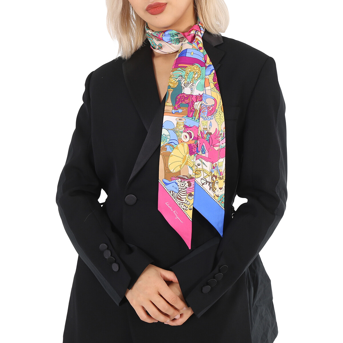 Salvatore Ferragamo シルクブラウス Day & Night print silk scarf - Women | Ferragamo