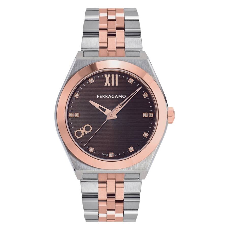 Ferragamo Vega Quartz Brown Dial Two-Tone Men's Watch SFKI01224