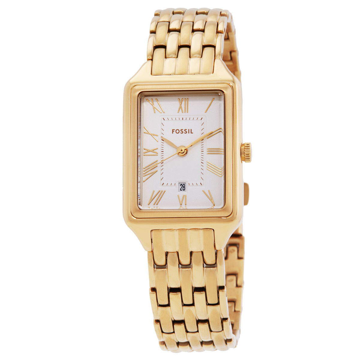 Fossil アナロググリーンダイヤル レディースウォッチ-ES5341ゴールド Raquel Three-Hand Date Gold-Tone Stainless Steel Watch