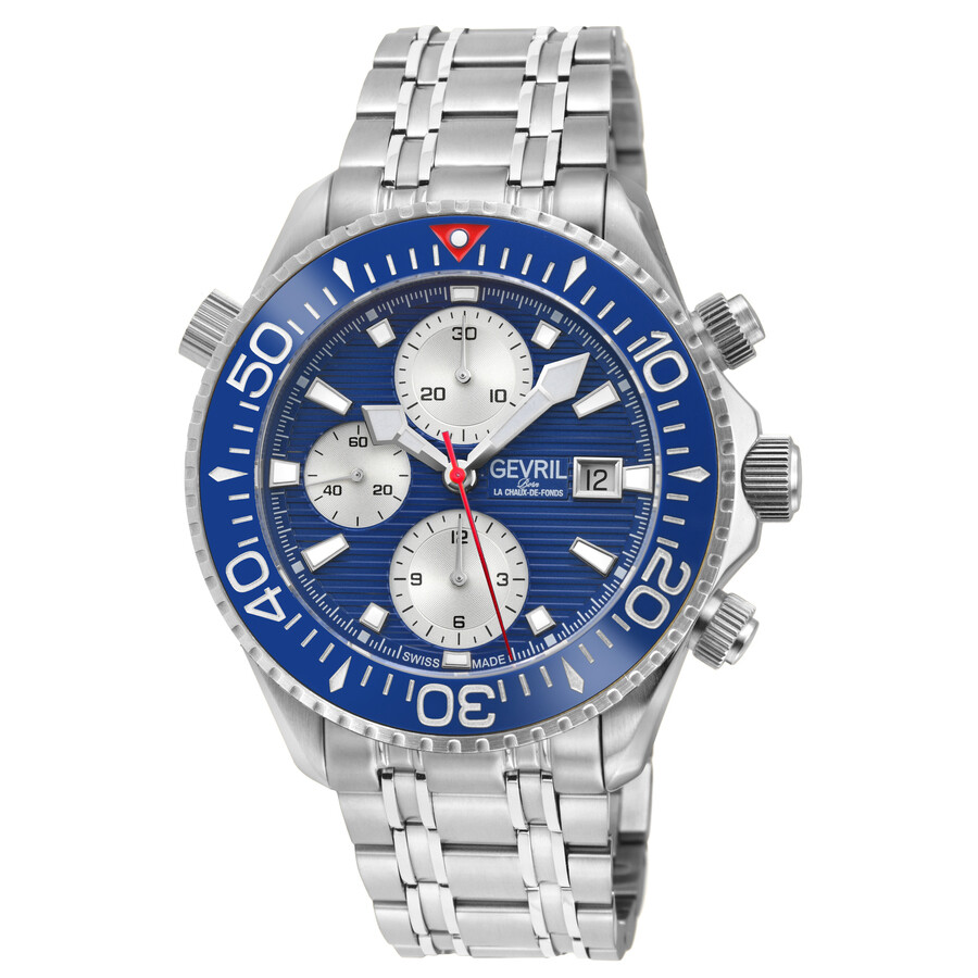 Gevril Hudson Yards Chronograph Automatic Blue Dial Men's Watch 48815B