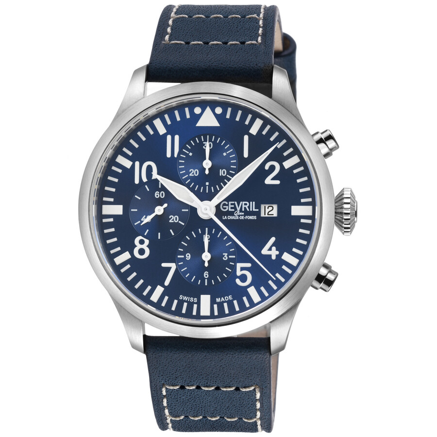 Gevril Vaughn Chronograph Automatic ETA 7750 Blue Dial Men's Watch 47101-1