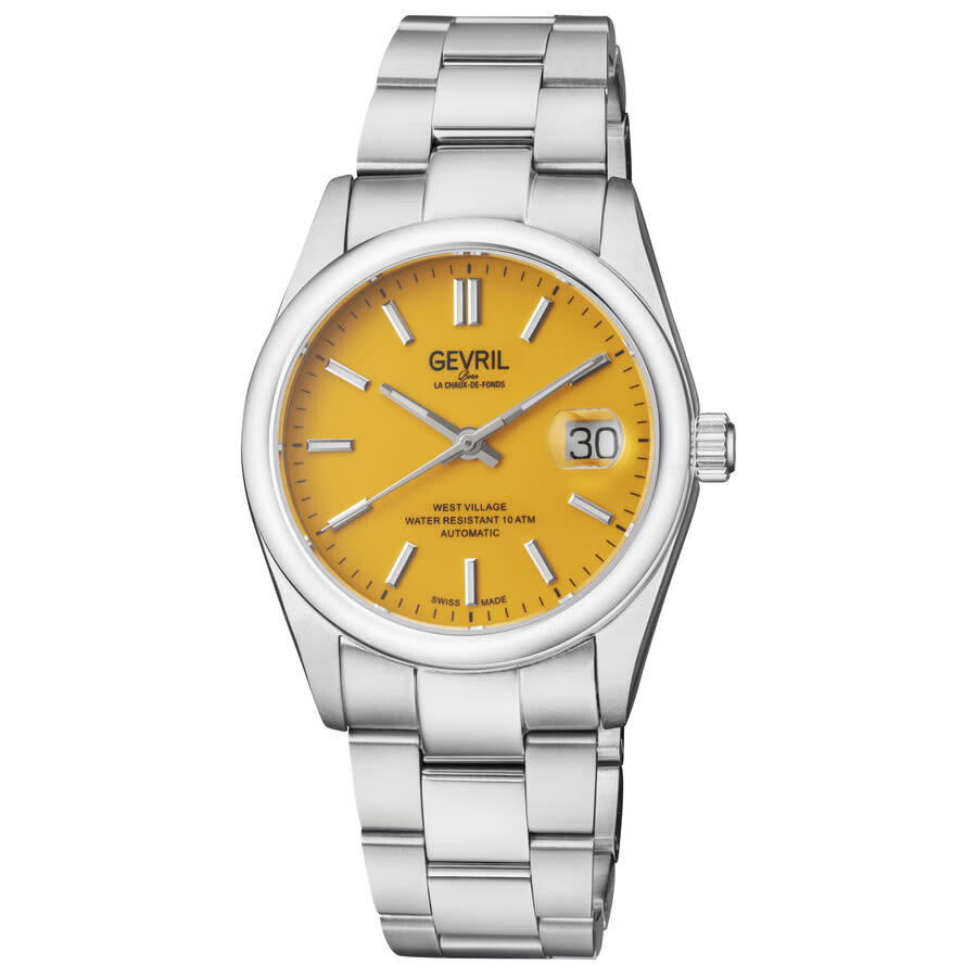 Gevril West Village Automatic Orange Dial Men's Watch 48910