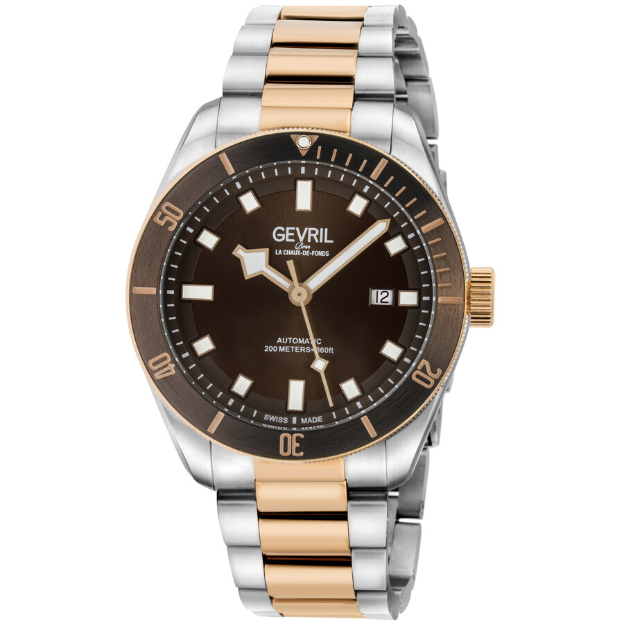 Gevril Yorkville Swiss Automatic Brown Dial Men's Diver Watch 48603