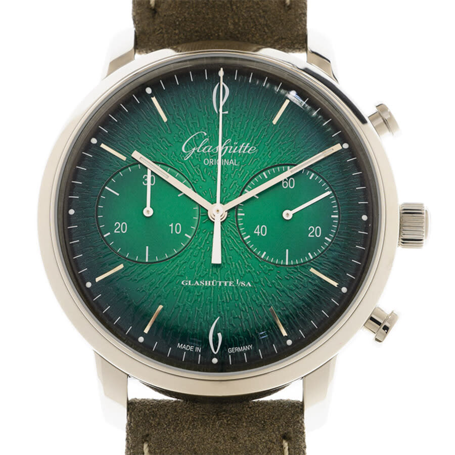 Glashutte Sixties Chronograph Automatic Green Dial Men's Watch 1-39-34-05-22-04