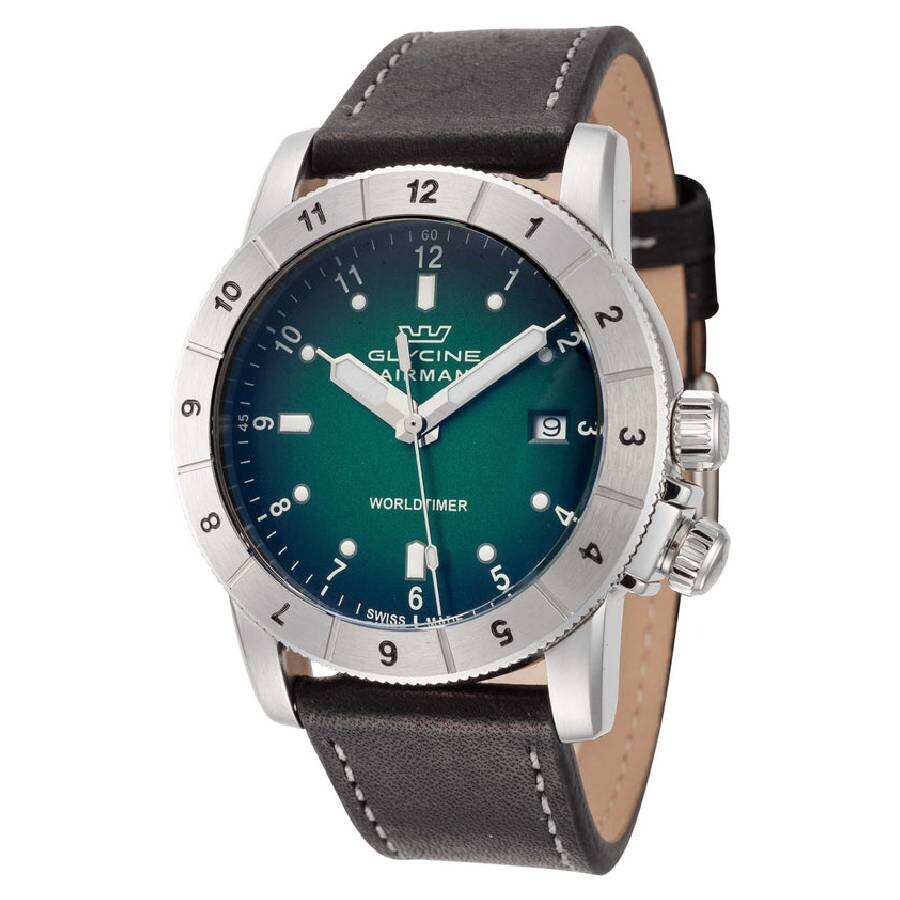 Glycine Airman Contemporary Worldtimer Quartz Green Dial Men's Watch GL1021 Glycine Airman Contemporary Worldtimer Quartz Green Dial Men's Watch GL1021