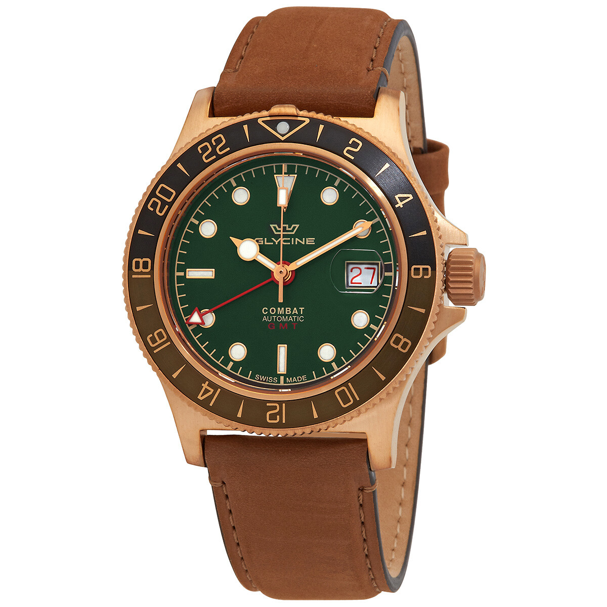 Glycine Combat Sub Sport 42 Bronze Automatic Green Dial Men's Watch GL0318