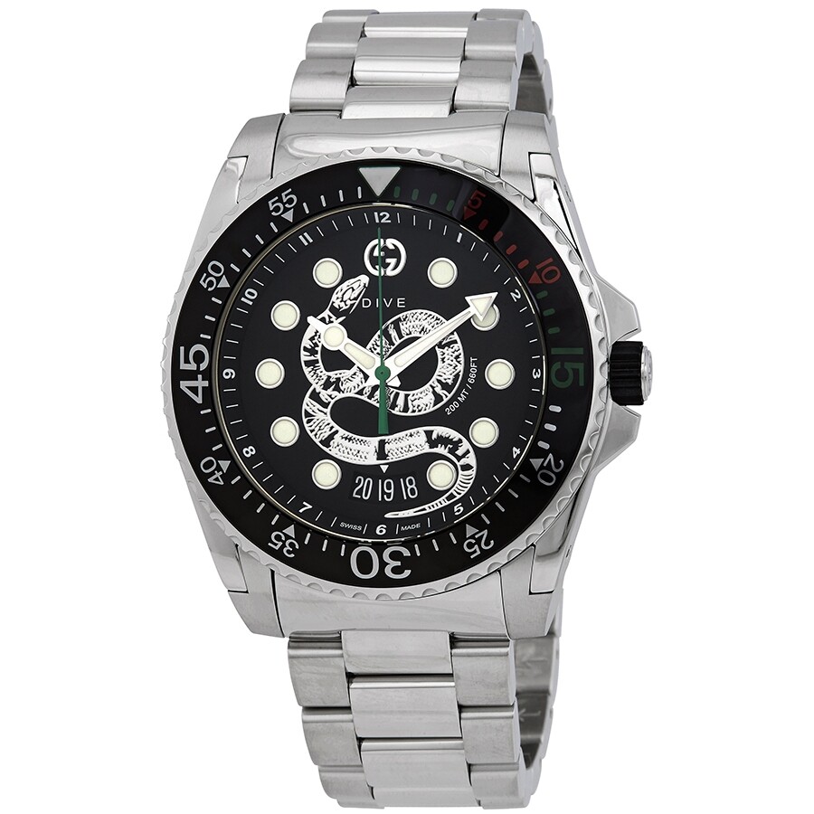 Gucci Dive Quartz Black Dial Men's Watch YA136218